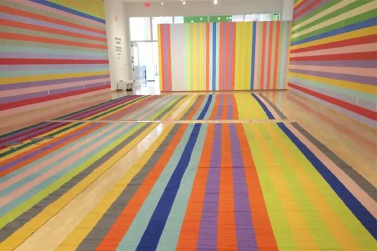 A view of Polly Apfelbaum's installationat Temple University's Tyler School of Art, part of a collaboration with Dan Cole.