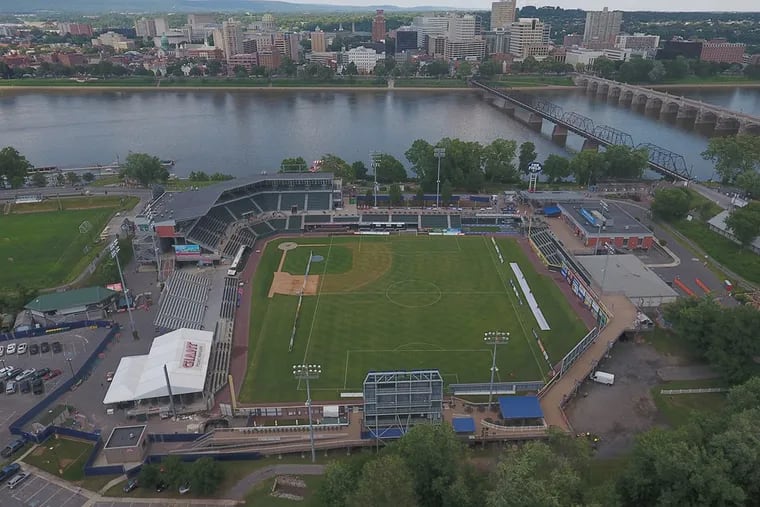 FNB Field, the Harrisburg City Islanders’ home stadium, sits on the banks of the Susquehanna River just over a bridge from downtown.