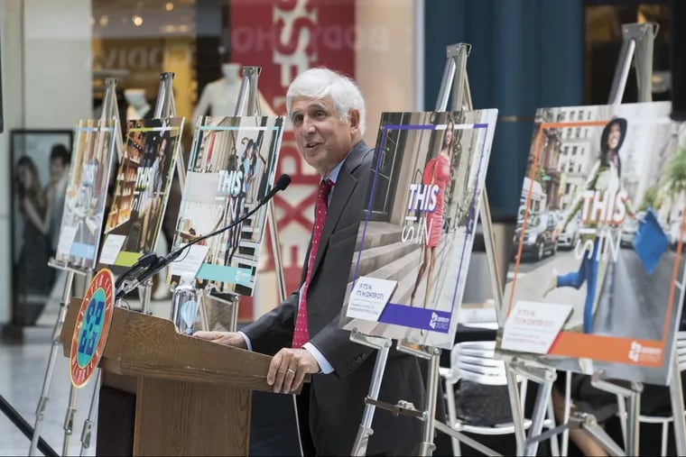 Center City District President and CEO Paul Levy at a press conference at the Shops at Liberty Place  Thursday to unveil an initiative on promoting Center City as a premier shopping destination.