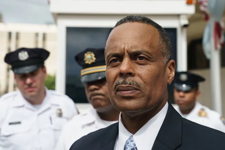 On the morning after his resignation, former Police Commissioner Richard Ross speaks with the media outside Police Headquarters in Philadelphia on Wednesday, Aug. 21, 2019.