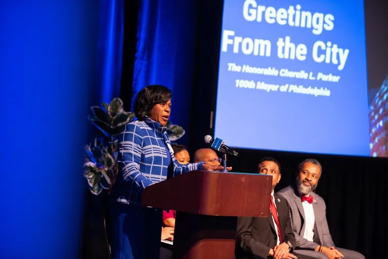 Mayor Cherelle L. Parker, shown in January with Superintendent Tony B. Watlington at his State of the Schools address, chose her school board on Monday.
