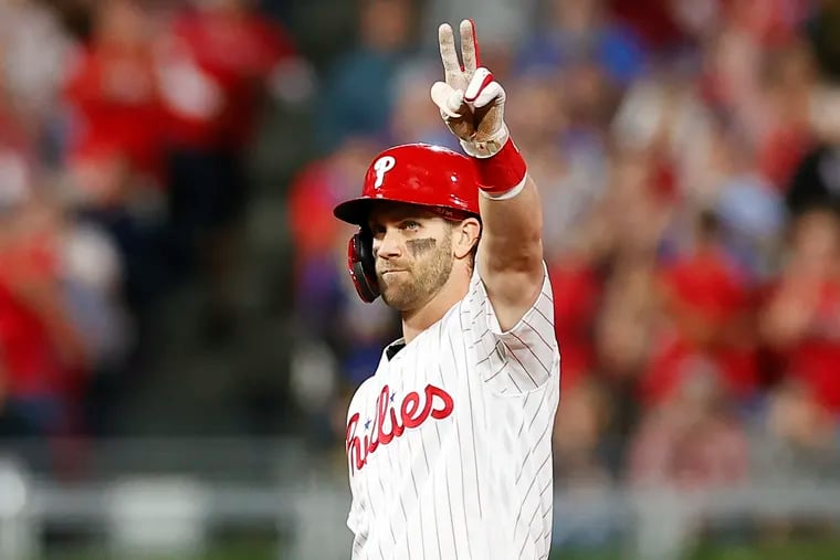 The Phillies' Bryce Harper led the majors in slugging percentage (.615), wOBA (.431), and OPS (1.044).