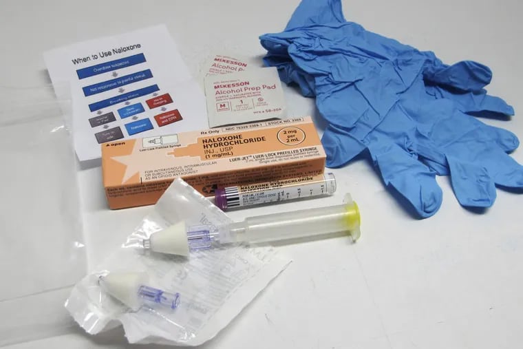 This May 13, 2015, file photo shows the contents of a drug overdose rescue kit at a training session on how to administer naloxone, which reverses the effects of heroin and prescription painkillers, in Buffalo, N.Y.