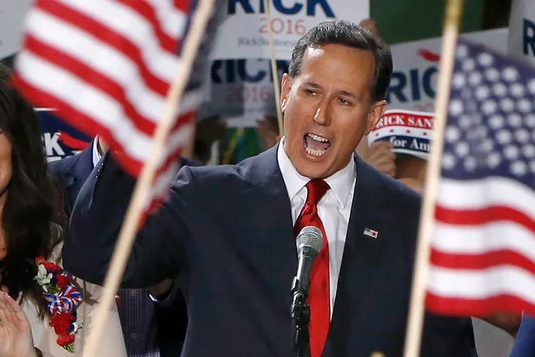 Former Pennsylvania Sen. Rick Santorum announces his candidacy for the 2016 Republican presidential nomination in Cabot, Pa., on May 27, 2015.
