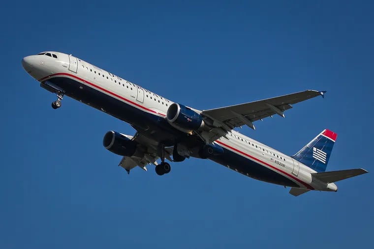 US Airways Flight 1939, named for the year US Airways was founded, takes off from Philadelphia International Airport. US Airways and American Airlines have merged.