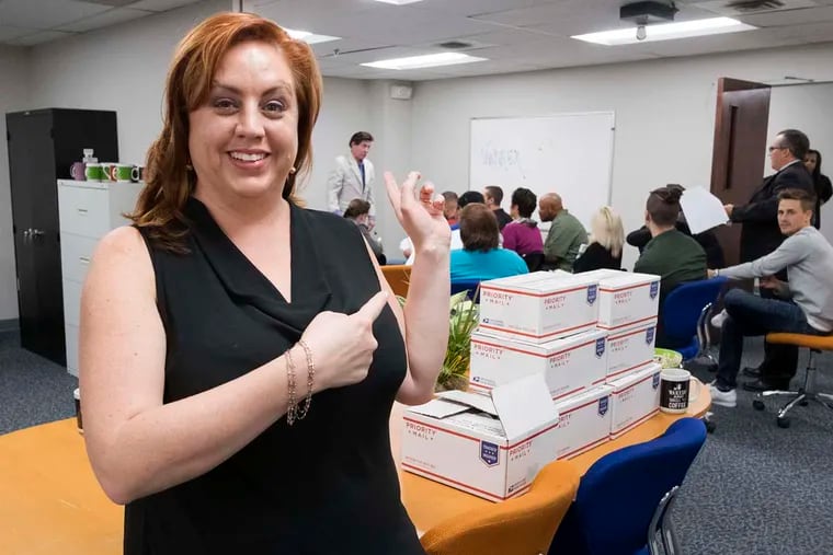 Wednesday October 14, 2015 Diane Mastrull writes about Charlie Fusco and her Sewell NJ marketing and media resource company Synergixx. Here, Cahrlie Fusco in one of the Synergixx training room where a group of service reps are being indoctrinated.( ED HILLE / Staff Photographer )