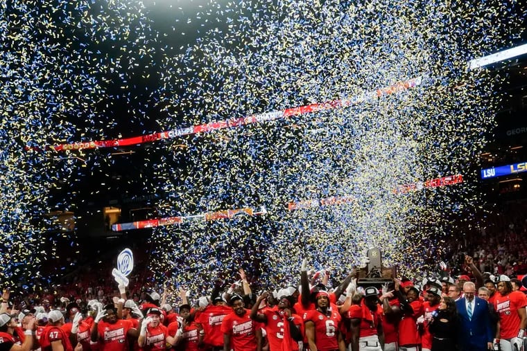 Georgia celebrating its win against LSU in the Southeastern Conference championship game on Saturday.