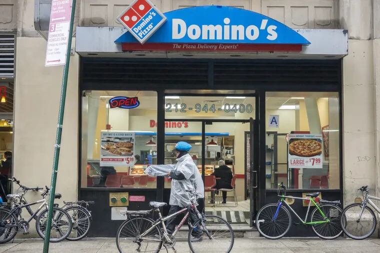 A franchise of the Domino’s Pizza chain in New York on March 14, 2015.