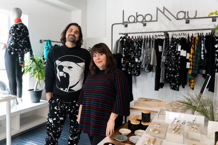 Siblings Jordan and Nicole Haddad, the owners of Lobo Mau pose for a portrait inside their store at the corner of 6th and Bainbridge Street in Queen Village in South Philadelphia on Wednesday, February 12, 2020.