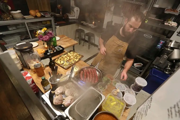 Heavy Metal Sausage Co. chef/co-owner Patrick Alfiero  preps food before a Thursday night trattoria dinner in 2022.