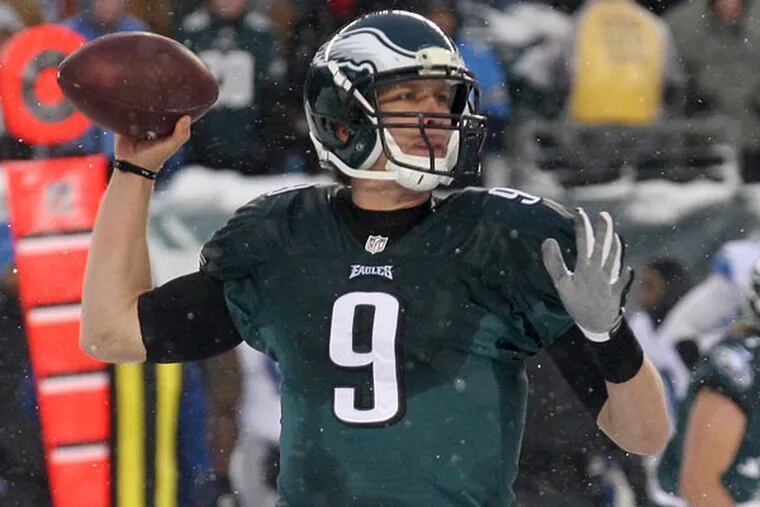 Nick Foles throws the football against the Detroit Lions on Sunday, December 8, 2013. (Yong Kim/Staff Photographer)