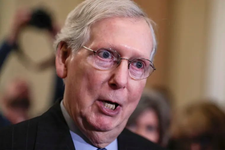Senate Majority Leader Mitch McConnell on Thursday called for bipartisan talks aimed at bolstering asylum laws and addressing border security, issuing a bid for negotiations amid a surge of migrants crossing the southwestern U.S. border and daily outcries by President Donald Trump about the need to clamp down on immigration. (AP Photo/J. Scott Applewhite)