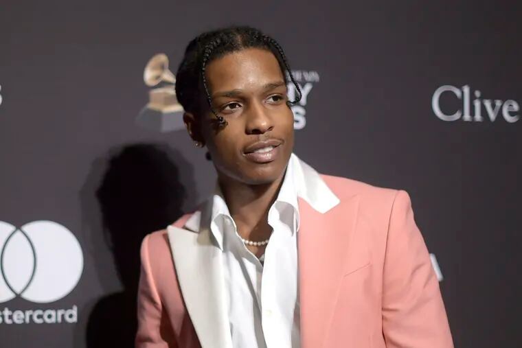 A$AP Rocky at the Pre-Grammy Gala And Salute To Industry Icons in Beverly Hills, Calif on Feb. 9, 2019. The American rapper, whose name is Rakim Mayers, was ordered held by a Swedish court Friday, July 5, for two weeks in pre-trial detention while police investigate a fight on Sunday in central Stockholm. He was released from court Friday and is awaiting a verdict.