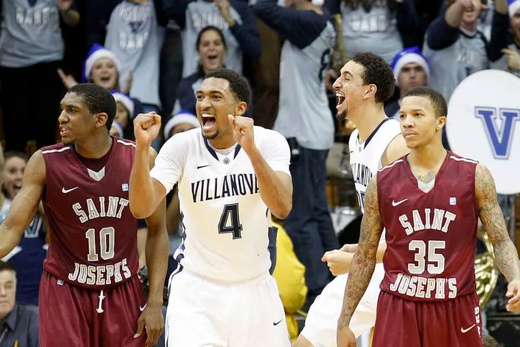 No Hail Mary for Hawks: Villanova's Darrun Hilliard after St. Joe's turned the ball over with three seconds left. The Wildcats' victory brings the all-time series record to 44-25 in favor of Villanova.