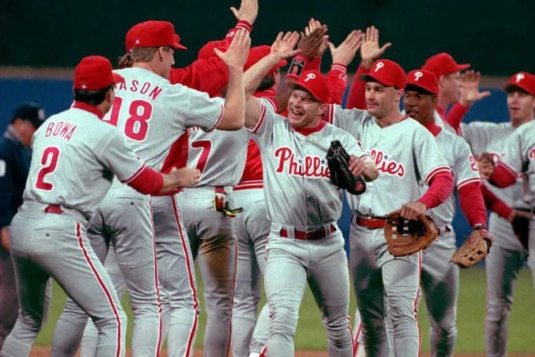 Lenny Dykstra is the center of attention as the Phillies celebrate a win in Game 5 of the 1993 NLCS. As the Phillies celebrate the 25th anniversary of a team with a knack for late-inning comebacks, their game-saving defensive miracles and a chip-on-the-shoulder intensity, we look back at the crew that offers a sobering lesson on the ruthlessness of time.
