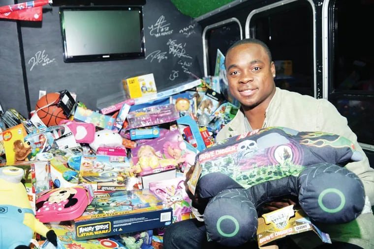 Jeremy Maclin collected 600 toys to be donated through Little Smiles PA.  (Photo Credit: HughE Dillon)