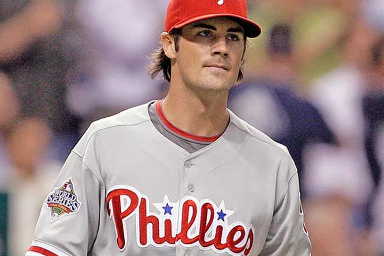 Cole Hamels during Game 1 of the World Series at Tropicana Field on October 22, 2008.