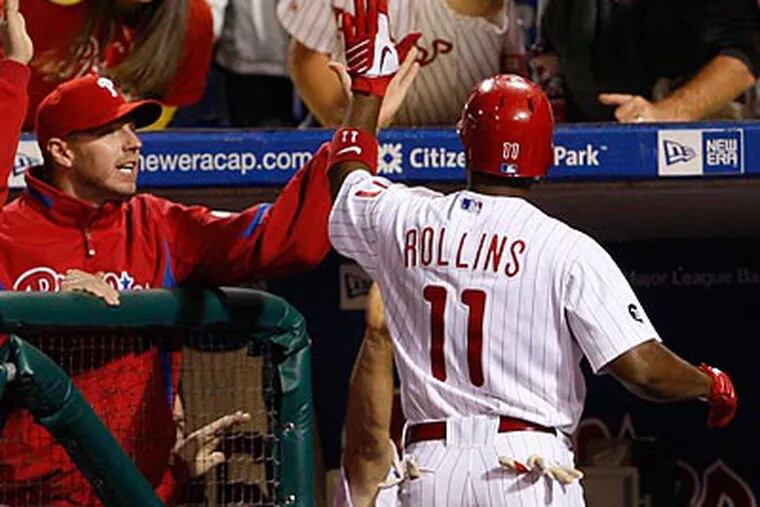 Jimmy Rollins' home run gave Phillies fans hope in the ninth inning. (Ron Cortes/Staff Photographer)