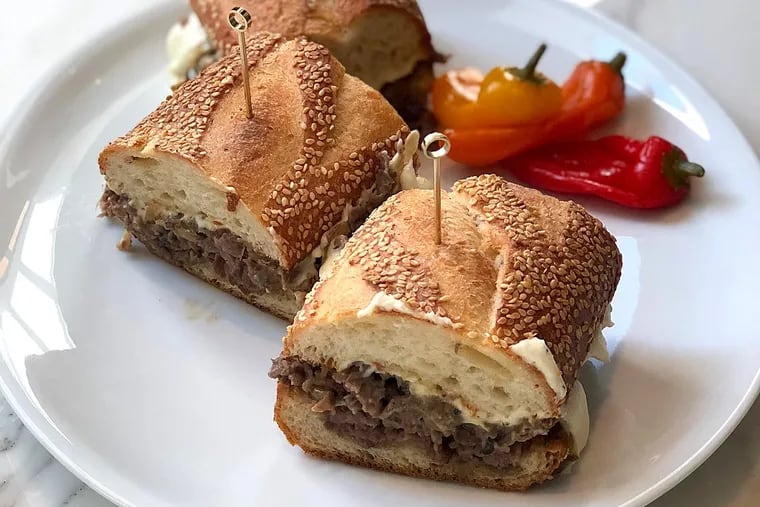 The $120 cheesesteak at Barclay Prime. It’s usually served sliced for easier sampling and is accompanied by a 375-mL bottle of Veuve Clicquot.