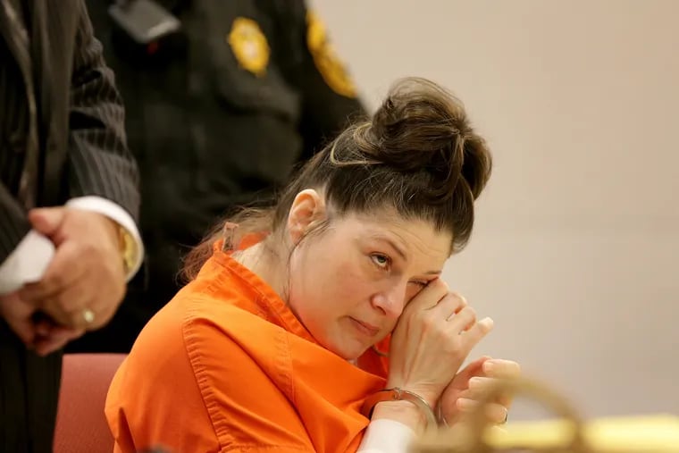 Heather Barbera, accused of killing her mother, Michelle Gordon, 67, and her grandmother, Elaine Rosen, 87, inside their Ventnor condominium in a July 2018 attack, pleads guilty to aggravated manslaughter and murder in court in Mays Landing, NJ on October 15, 2019.