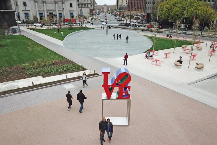 The new design of LOVE Park has flattened out its multiple levels and added greenery, but it still needs people to activate the bland space.