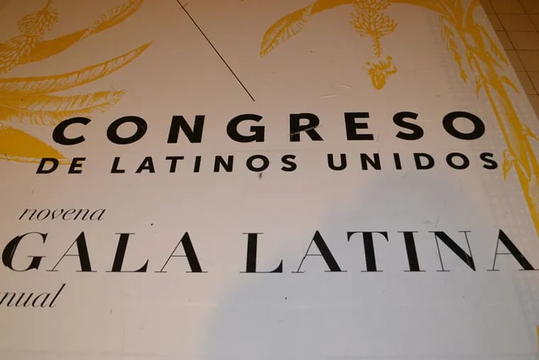 Floor sign leading guests at  the 2015 Congreso de Latinos Unidos Ninth Annual Gala Latina at the Hyatt at the Bellevue in Philadelphia on Saturday, March 21 2015 ( Maggie Henry Corcoran / For the Philadelphia Inquirer)
