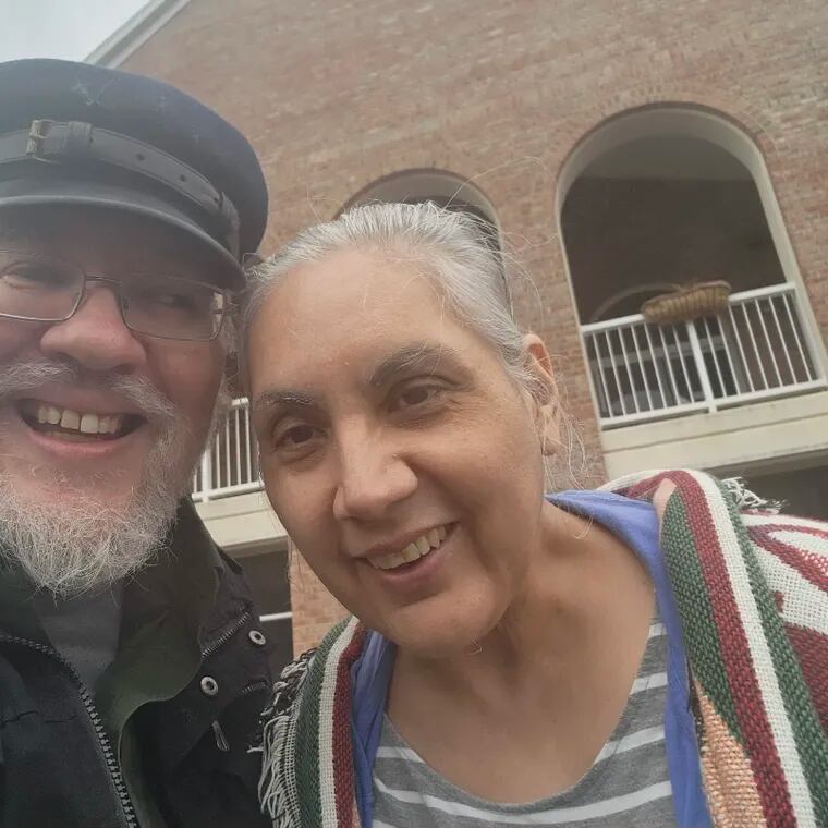William and Dora Collier outside her senior living facility in February.