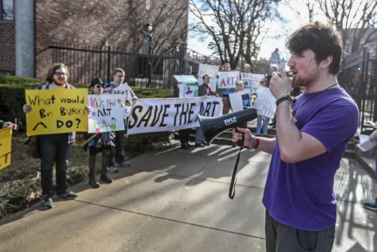 Stephen Pierce,leads January protest over La Salle University’s plans to sell art from its museum. The sales commenced in April, anyway, with 22 works sold at a New York auction.