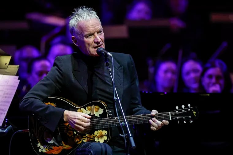 Sting singing "Roxanne" with the Philadelphia Orchestra in Verizon Hall on Friday night.