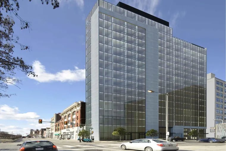 Artist’s rendering of 16-story building previously proposed for 12th and Vine St. parking lot.