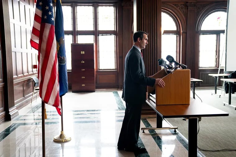 State Auditor General Eugene DePasquale during a news conference in Philadelphia on February 11, 2019.