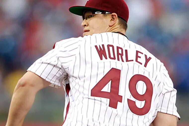 Vance Worley allowed two runs in six innings against the Reds on Wednesday night. (Yong Kim/Staff Photographer)