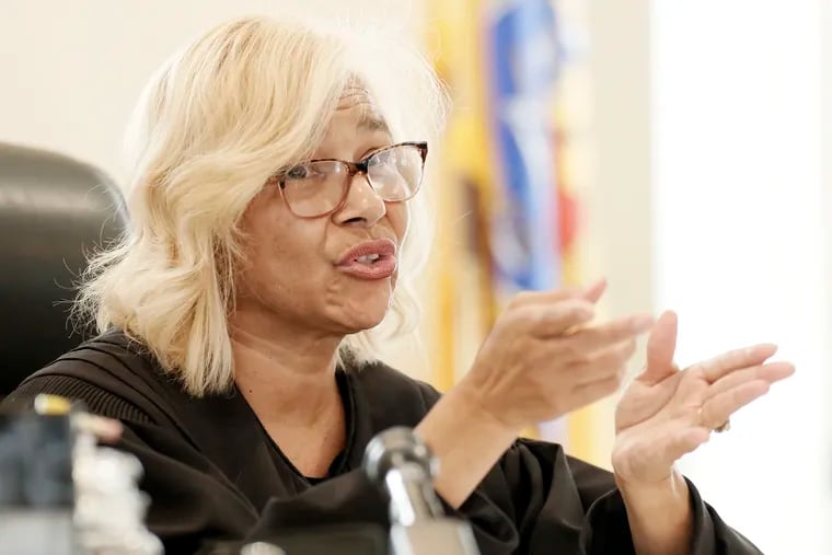 Burlington County Superior Court Presiding Chancery Judge Paula T. Dow during a hearing in Mt. Holly, NJ on Aug. 30, 2018. Attorneys for Johnny Bobbitt, a homeless Philadelphia man, appeared in court on Thursday for the first court hearing after Bobbitt filed an injunction against a Burlington County couple who raised $400,000 last fall to get him off the streets.