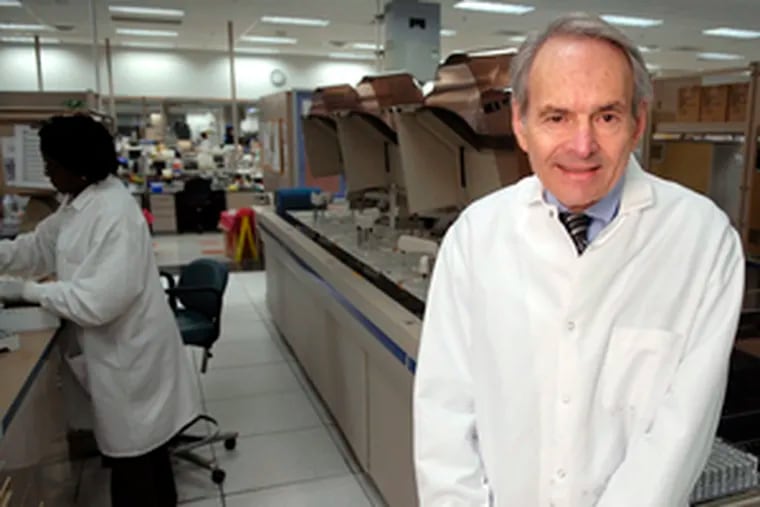 Herman Hurwitz ensures the integrity of lab samples for testing giant Quest Diagnostics. (David Maialetti / Philadelphia Daily News)