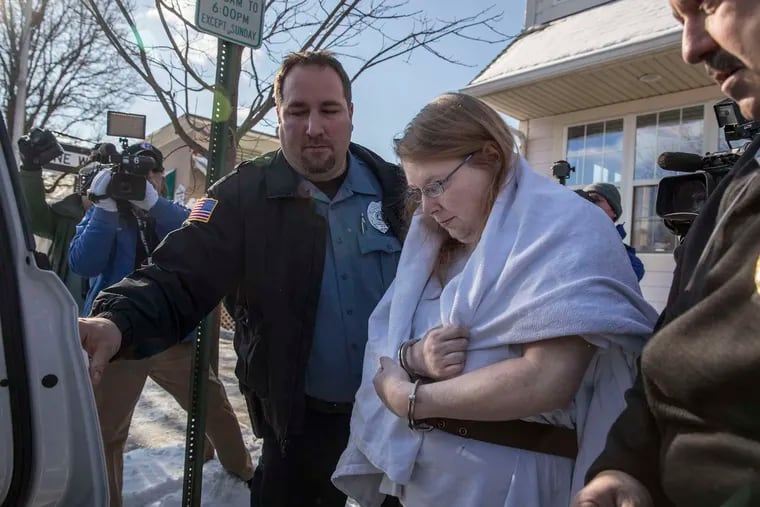 Sara Packer, adoptive mother of rape-murder victim Grace Packer, after arraignment in Newtown in January 2017.
