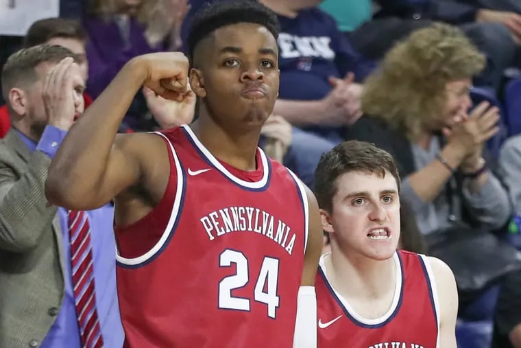 Penn's Jarrod Simmons (left) spent most of the season as a reserve, but came up big in the regular-season-ending wins over Yale and Brown.
