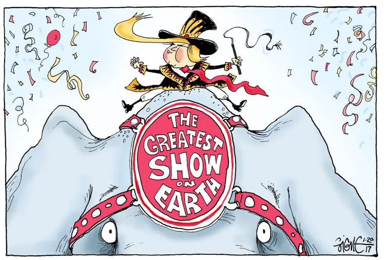 Signe Wilkinson is the Inquirer’s political cartoonist. She’s chosen her 12 favorite toons of the year.