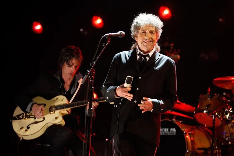 Bob Dylan onstage in Los Angles in 2012. He performed  with his band at the Fillmore in Fishtown on Sunday night. No photographers or phones were permitted at the venue.  (Christopher Polk/Getty Images for VH1/TNS)