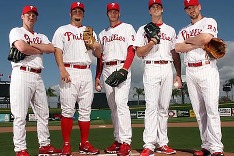 The Phillies pitching staff may have to cover for weak spots in the lineup. (Yong Kim/Staff Photographer)