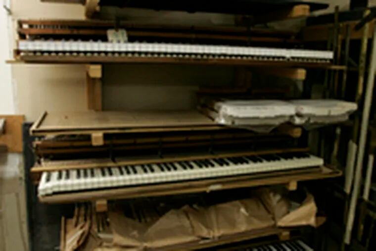 Piano keys are stored at the Germantown Avenue facility.