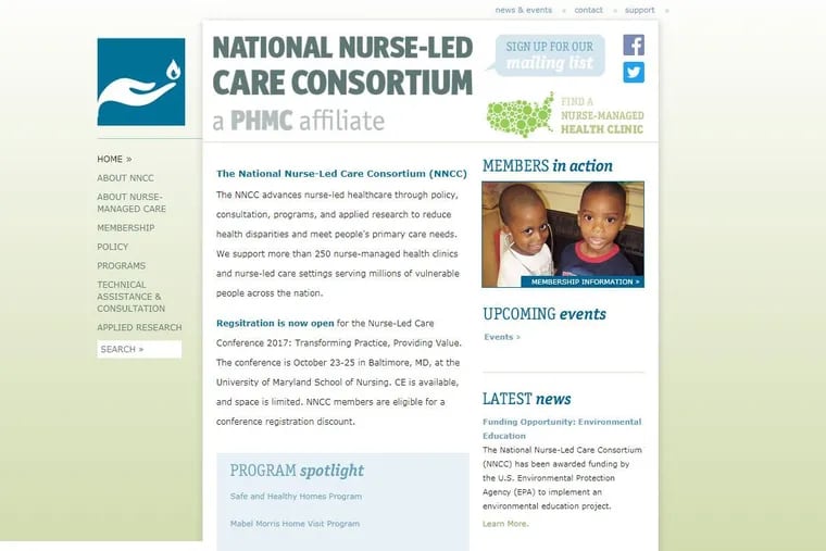 National Nurse-Led Care Consortium screen shot.
