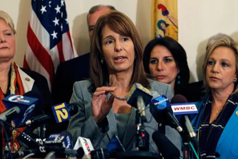 New Jersey Sen. Barbara Buono, D-Edison, speaks about a bill she helped introduced to toughen the state's anti-bullying laws. Buono announced Tuesday, Dec. 11, 2012, she will seek the Democratic nomination for governor. Buono has served in the Legislature since 1994. (AP Photo/Mel Evans)
