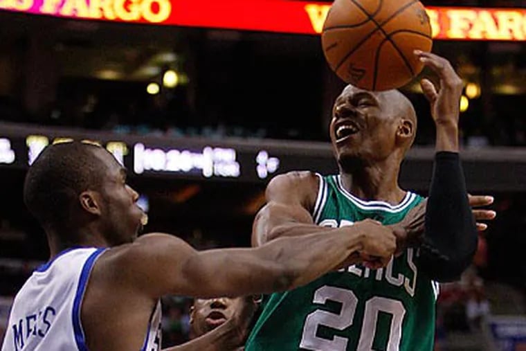 Jodie Meeks and the Sixers hung tough with Ray Allen and the Celtics but could not close the deal. (Ron Cortes/Staff Photographer)