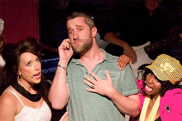 Dustin Diamond, center, stars in the Off- Broadway parody "Bayside! The Musical!" It spoofs "Saved by the Bell." (Matt Greenstein/AP)