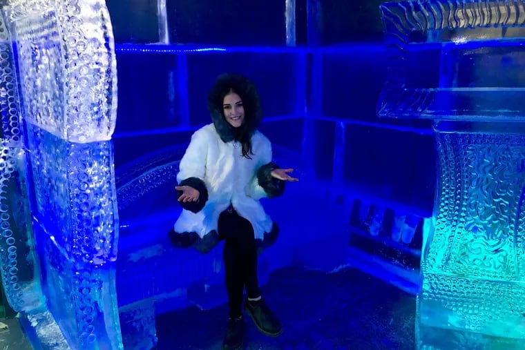 Dilara Marek in the ice lounge at Clubhouse, 111 S. 17th St.