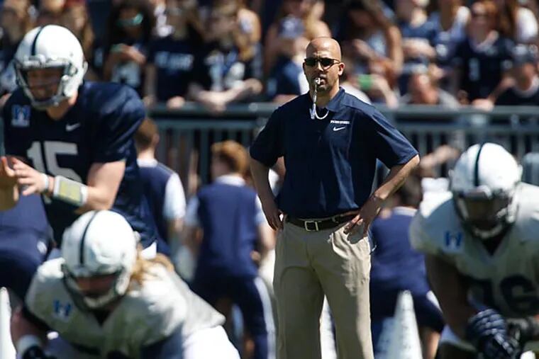 Penn State head coach James Franklin during the Penn State annual Blue-White Game NCAA football scrimmage on Saturday, April 12, 2014 in State College, Pa. (Keith Srakocic/AP)