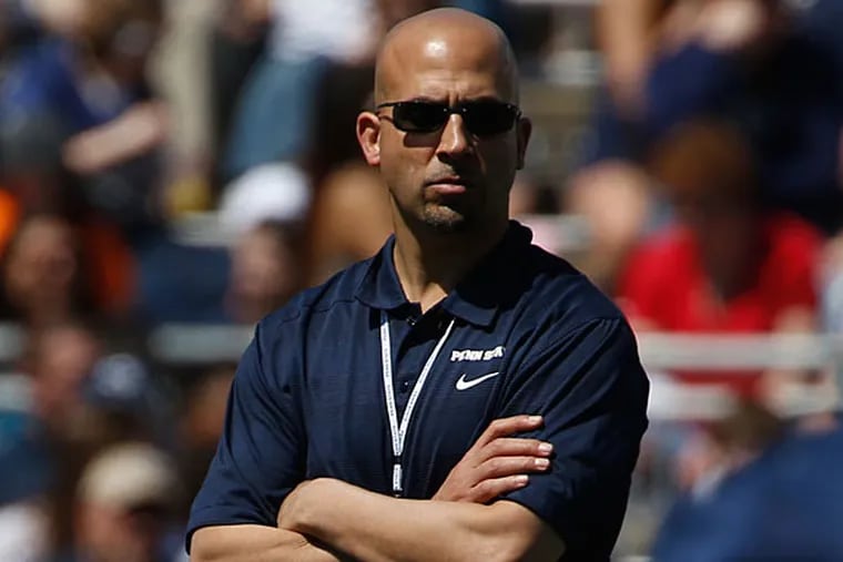 Penn State head coach James Franklin during the Penn State annual Blue-White Game NCAA football scrimmage on Saturday, April 12, 2014 in State College, Pa. (Keith Srakocic/AP)