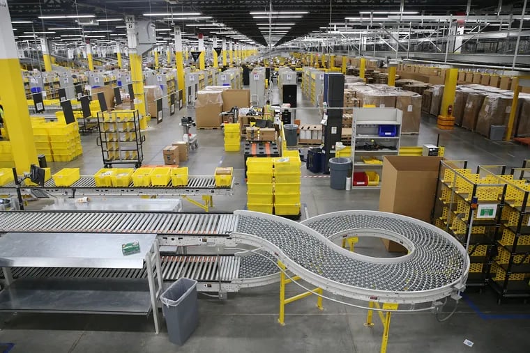 The Amazon fulfillment center is in West Deptford. The robotic fulfillment center opened in September and is Amazon's fourth such site in New Jersey.