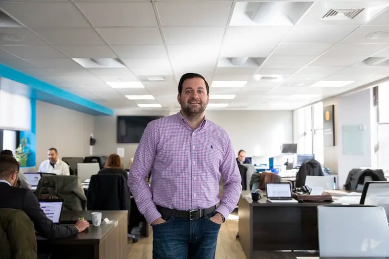 Mike Maher, 36, co-founder and CEO of Houwzer, a real estate start-up, at the company's Center City Philadelphia office. Most of his employees are "a year or two under 30," he said.