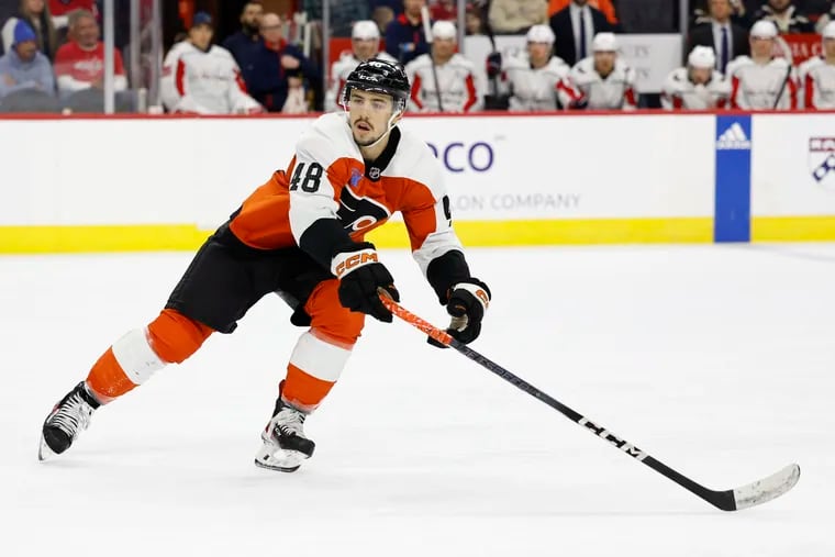 Flyers center Morgan Frost has played better of late after some early-season benchings.